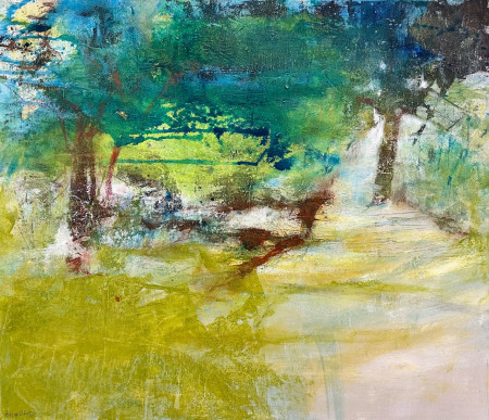 Landschaft grün auf Leinwand, 60 x 70 cm